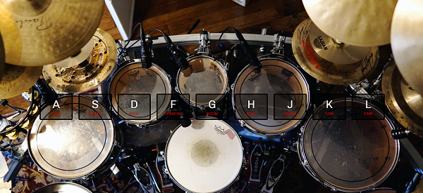 An image of the drumkit challenge. There are a sequence of keys with drum sounds assigned to them.